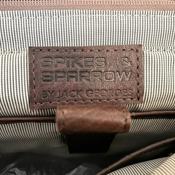 SPIKES & SPARROW Genuine Leather Canvas Messenger Bag in Brown - Picture 8 of 11